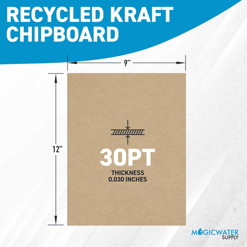 MagicWater Supply MagicWater Chipboard Sheet for DIY Projects - 9x12 Inch - 50 Pack - 30 pt - Heavy Duty Kraft (0.030 Inch Thick) Paperboard, For Scrapbooking, Books, Picture Frame Backing, Arts Project & Crafts - Image 2